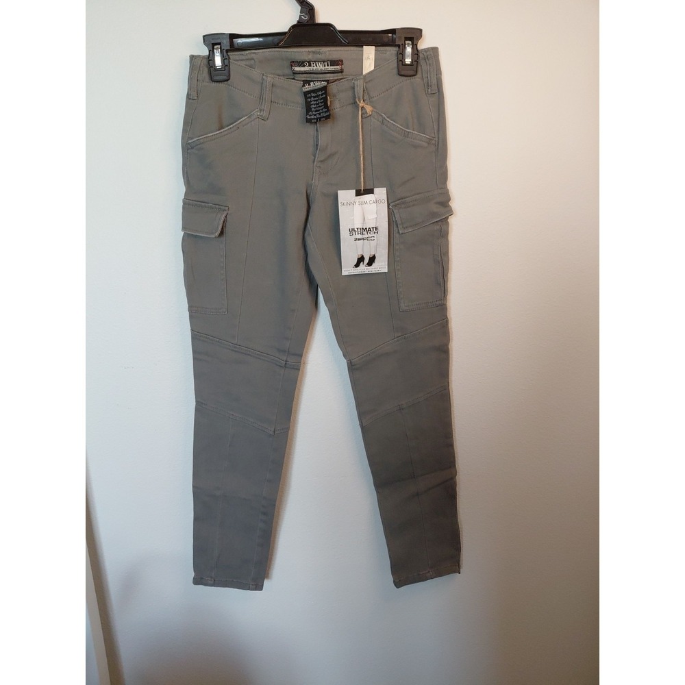 2 BW U Jeans Women's Size 1   Green Skinny Slim  Cargo Denim